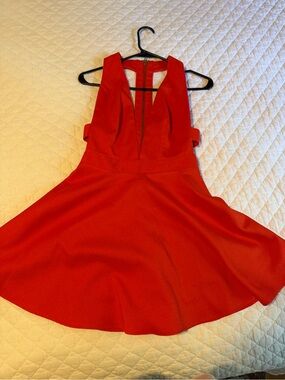 NBD Red Plunging V-Neck Mini Dress
